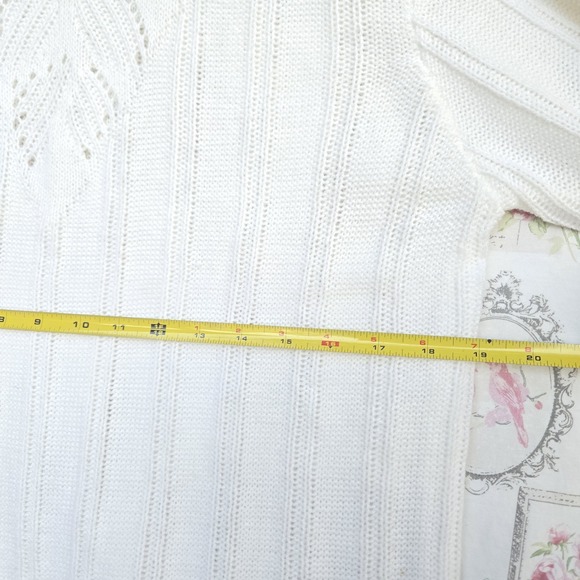 Vintage Blair White Cable Knit Sweater Mock Neck Pullover Women's Size M Cozy - Picture 8 of 9